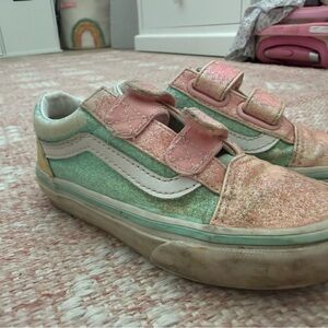 Vans Kids Glitter Velcro Sneakers — Pink, Mint & White